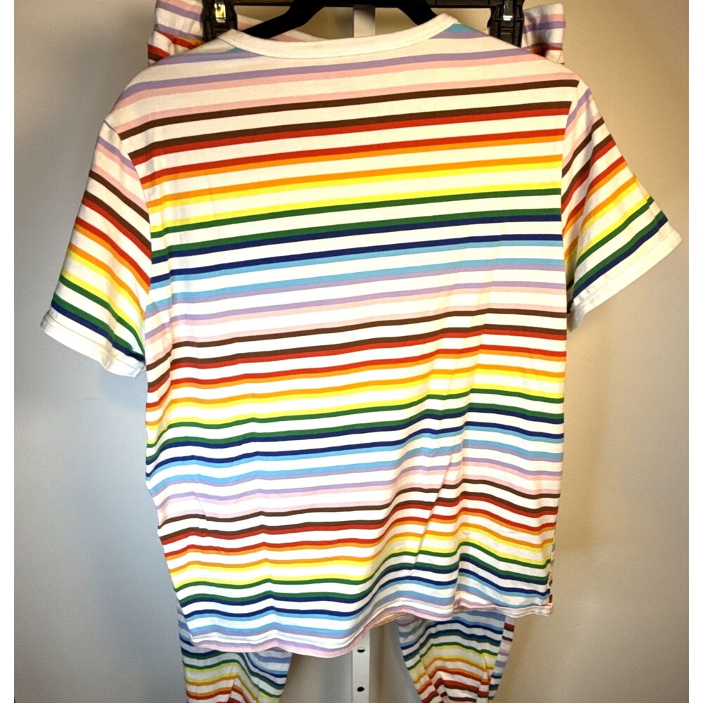 TomboyX Rainbow Striped Cotton Blend Jersey top/pants Loungewear Jogger Set L/M* - Picture 7 of 7